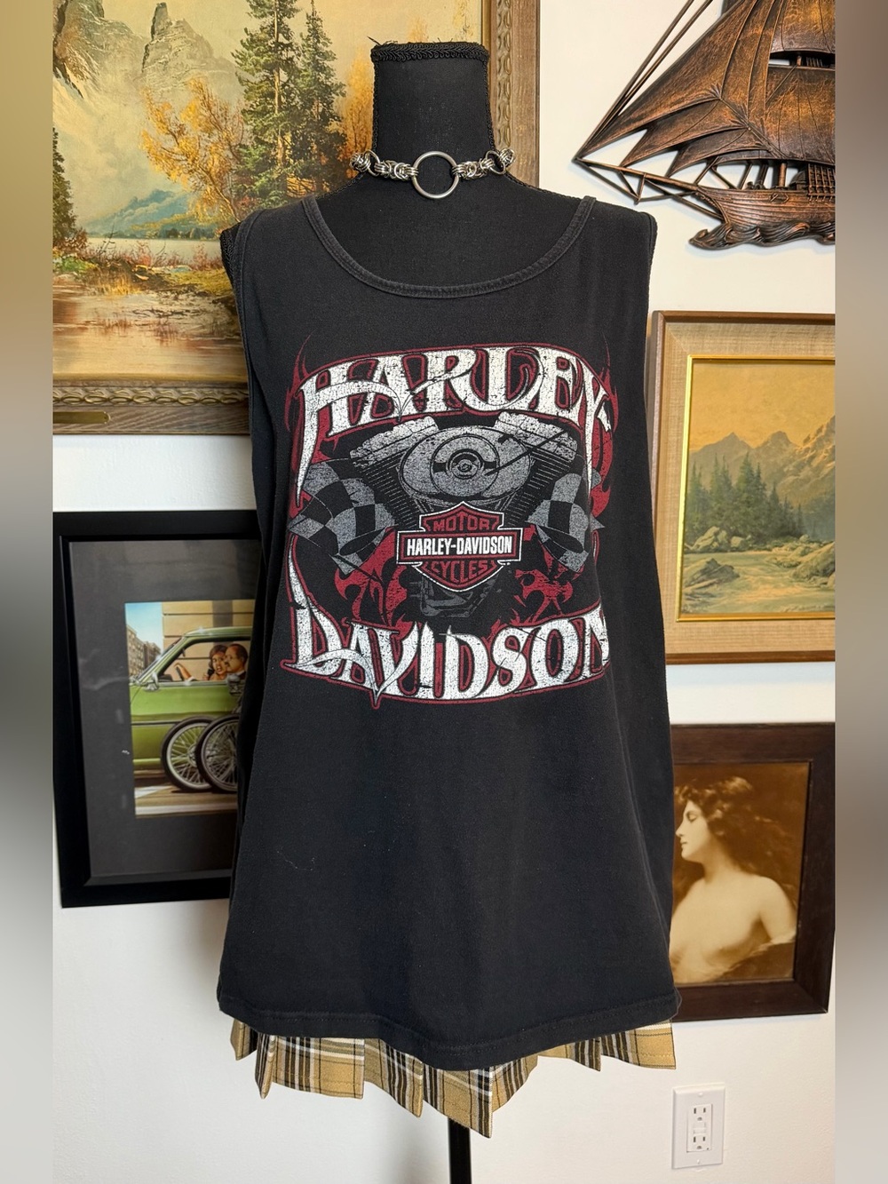 Vintage Y2k Harley Davison "Big Barn Des Moines" Tank Top Men's XL